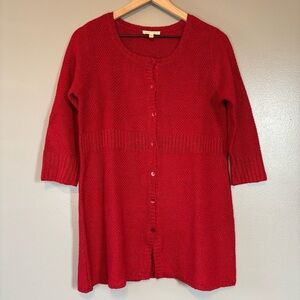 Eileen Fisher XS Italian Yarn - 100% Hemp Half Sleeve Knit Cardigan Red
